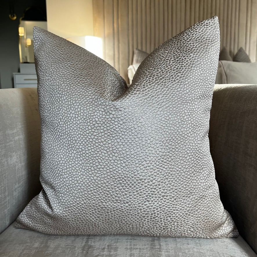 Brown Textured Satin Dot Cushion - PRE ORDER