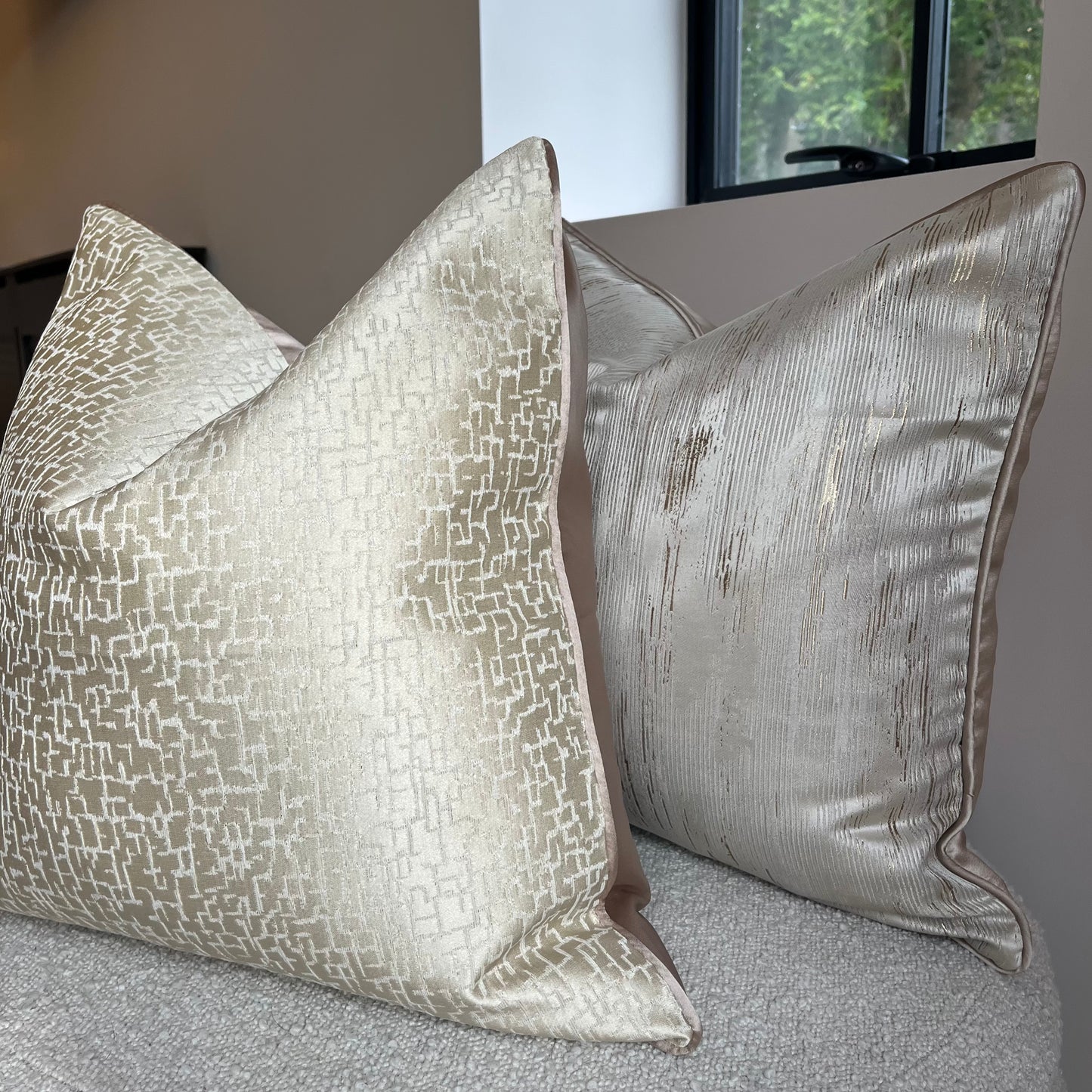 Luxury Champagne Gold Silk Piped Cushion - PRE ORDER