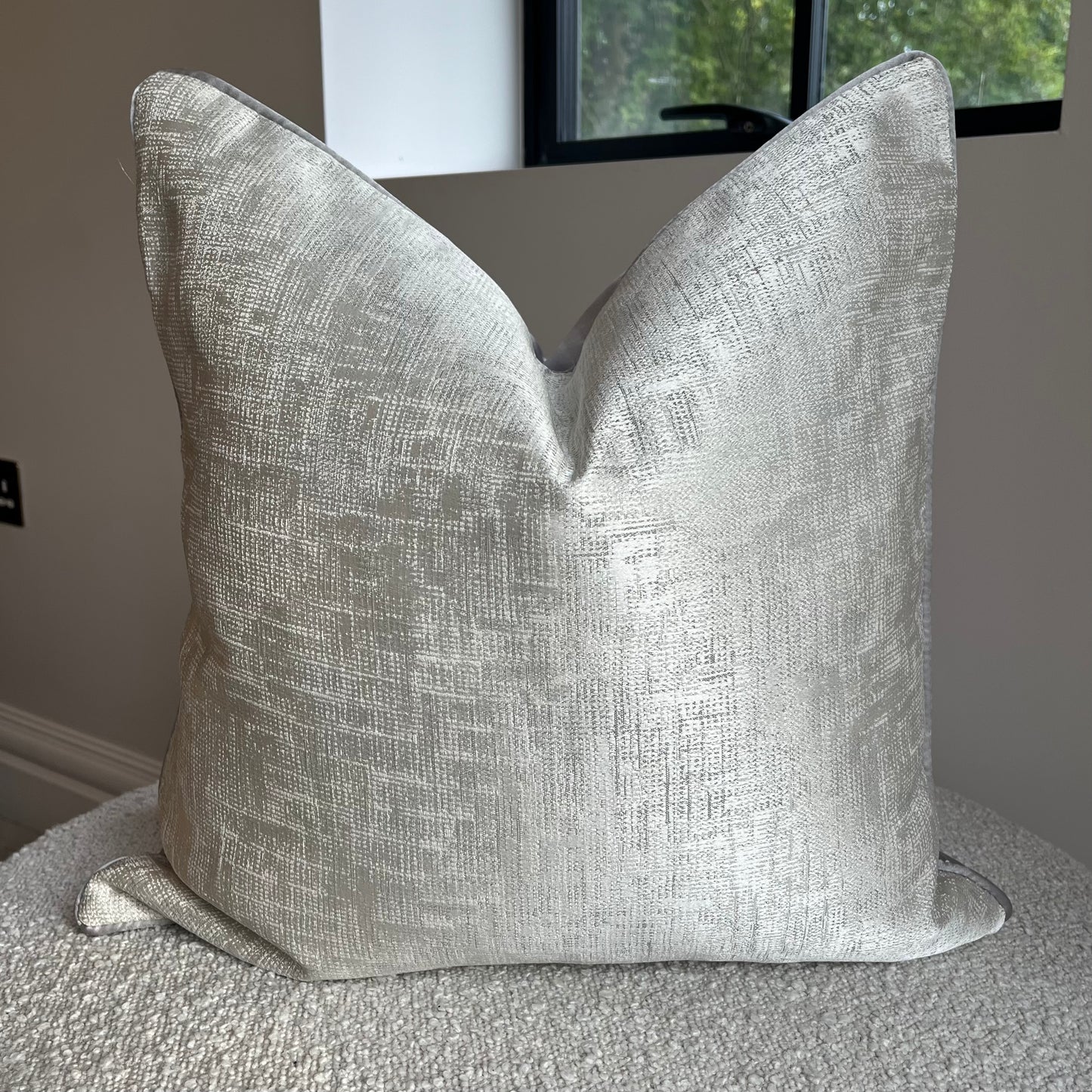 The Brooklyn Cushion, Silver Grey Silk Piped - EX DISPLAY