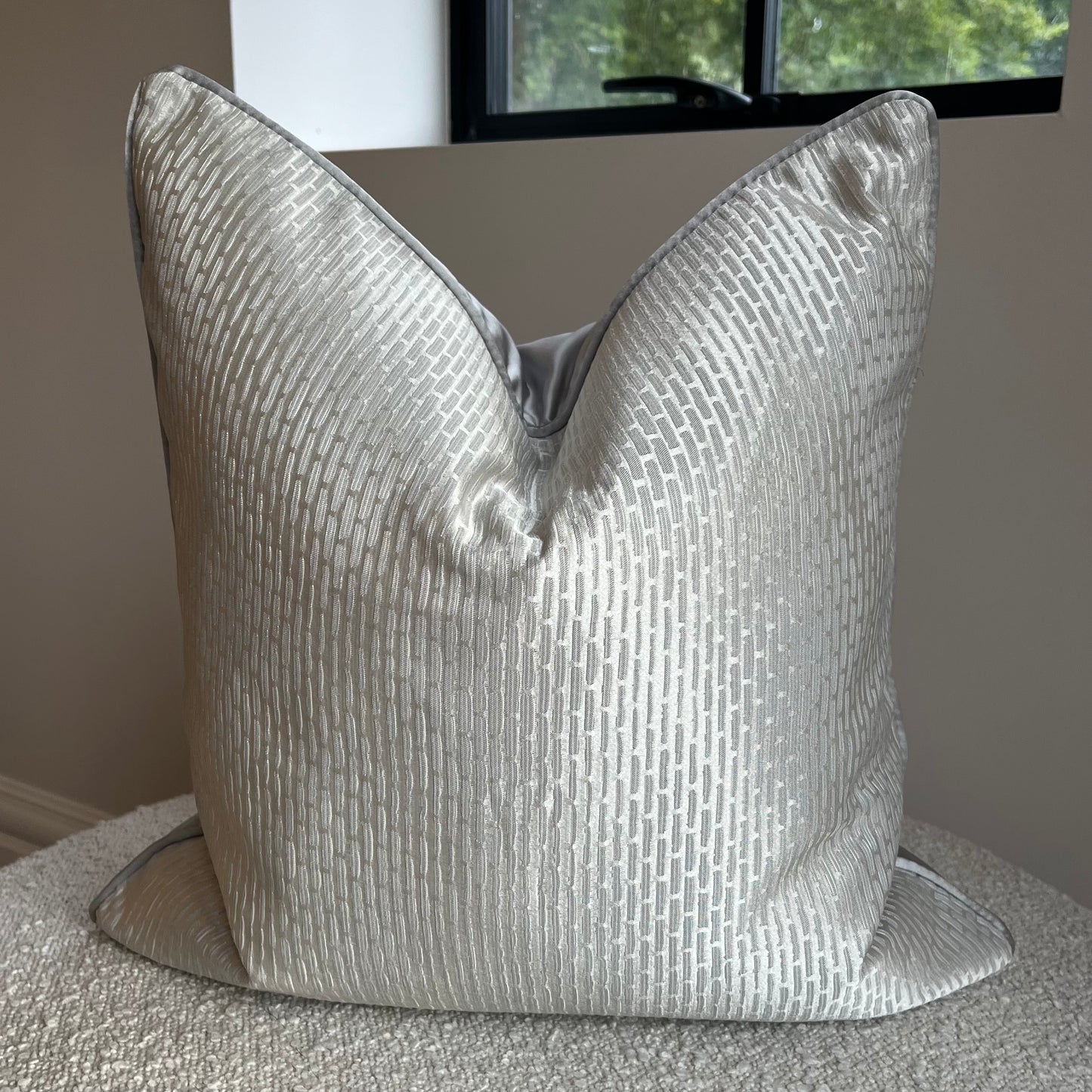The Manhattan Cushion, Silver Grey Silk Piped - EX DISPLAY
