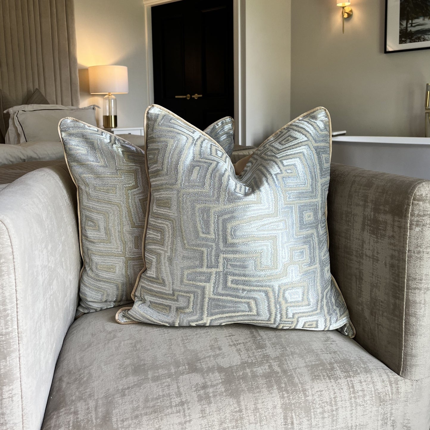 Silver and Gold Abstract Cushion