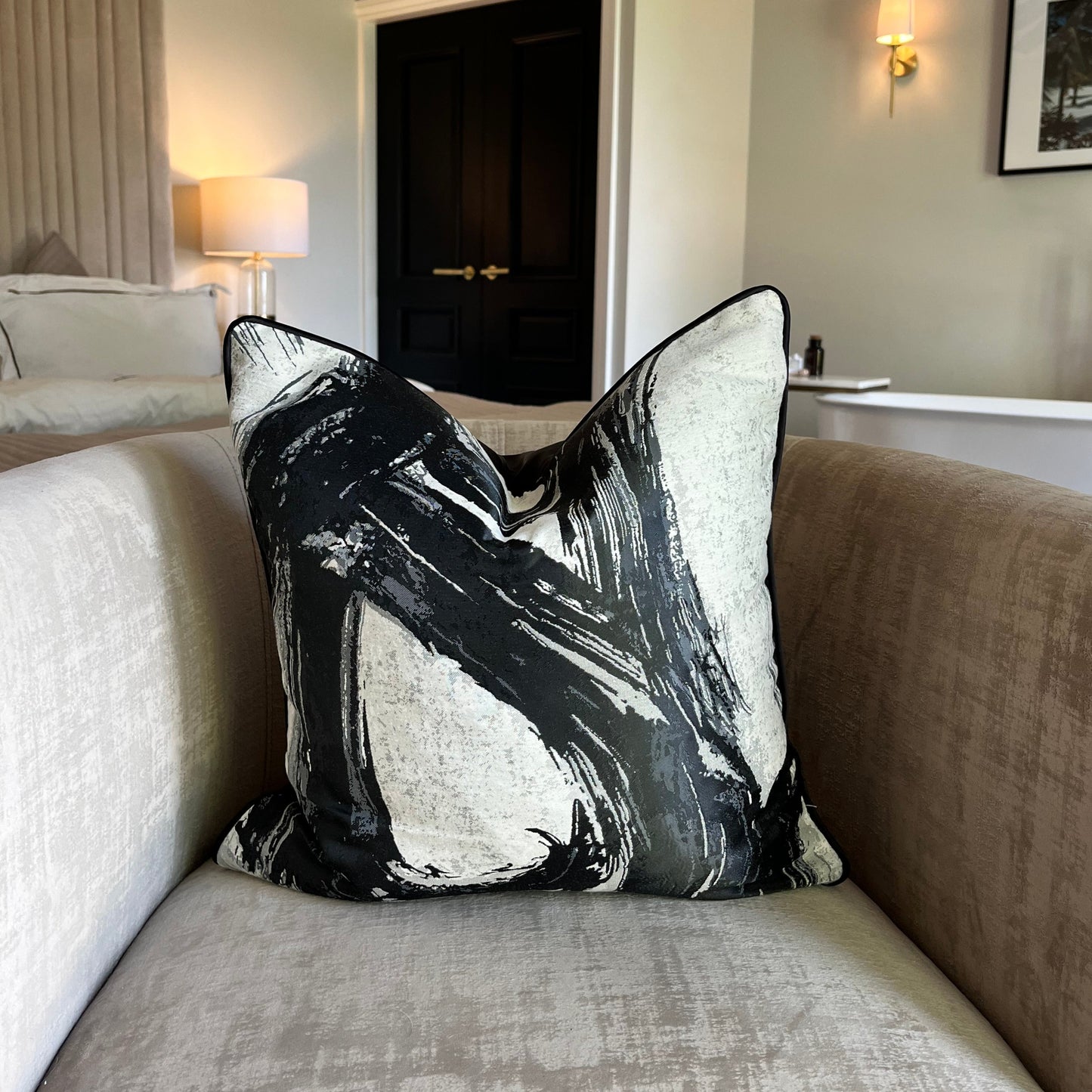 Black Cream Abstract Cushion - PRE ORDER