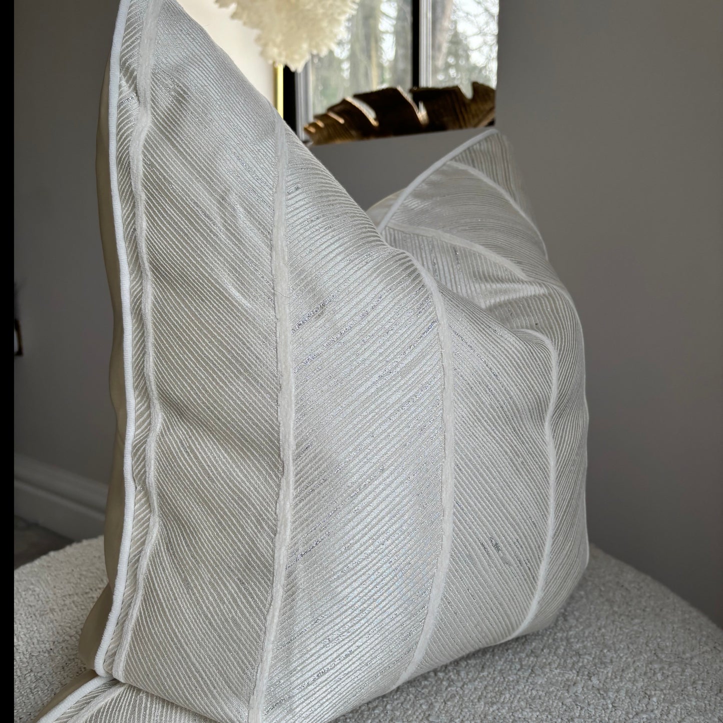 White Cream Abstract Pattern Cushion - EX DISPLAY