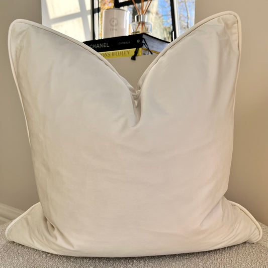 Velvet Cream Cushion with Piping - PRE ORDER