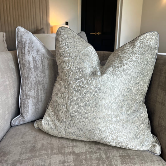Grey Jacquard Abstract Patterned Cushion